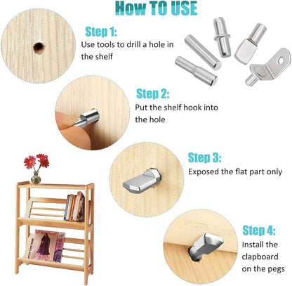 Krysalid Decor Shelf Pin Kit - Clean Polished Nickel Cabinet Hardware for Clutter-Free Built-In Storage