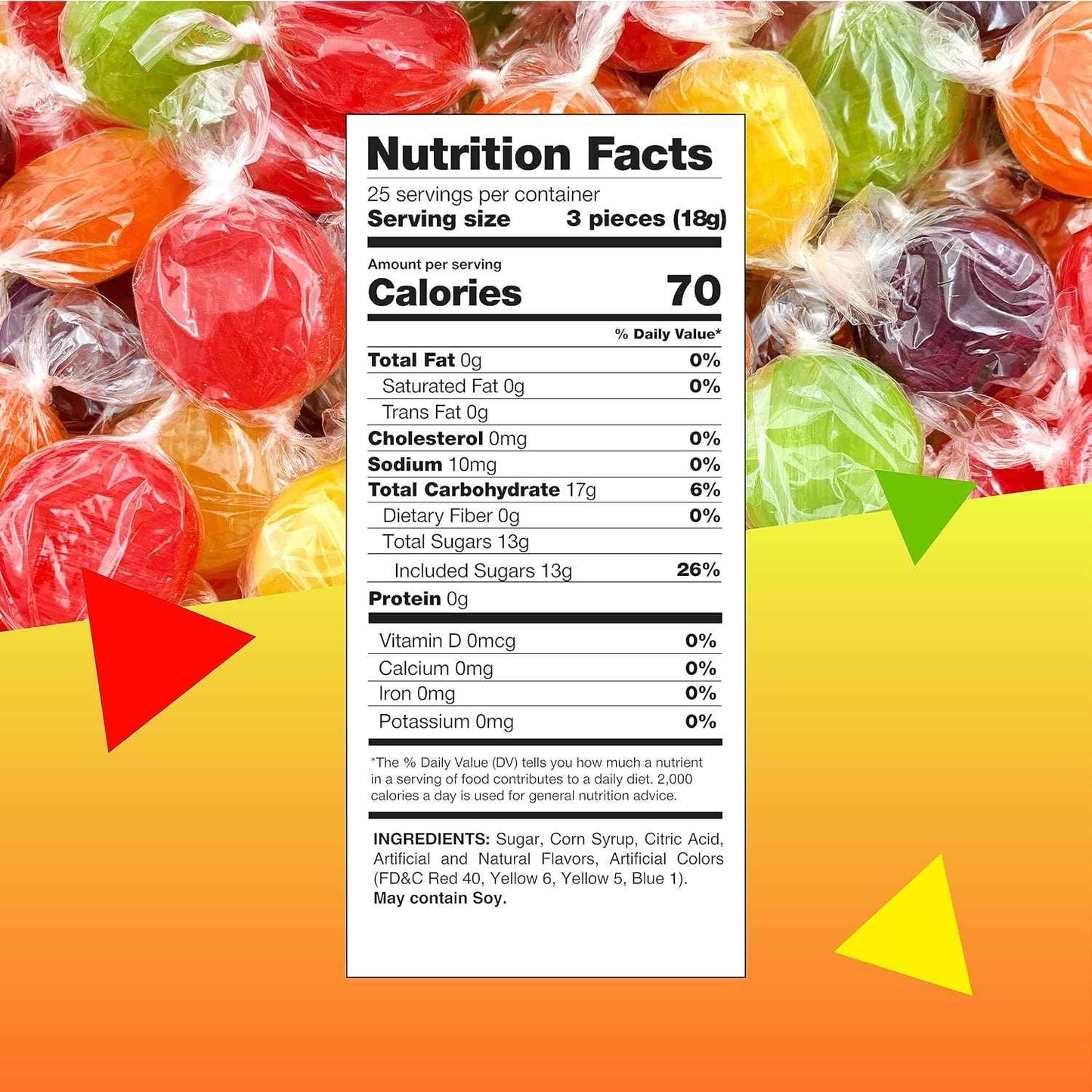 Assorted Fruit Discs | 1 Pound Bag - Approx. 70 Count | Hard Candy | Lunchbox Snack Pack