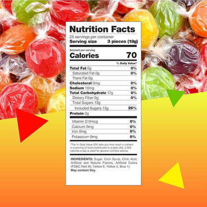 Assorted Fruit Discs | 1 Pound Bag - Approx. 70 Count | Hard Candy | Lunchbox Snack Pack
