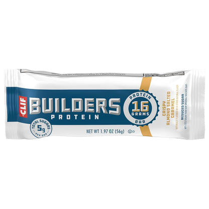 CLIF BUILDERS Reduced Sugar Protein Bar - Grab-and-Go Peanut Butter Chocolate Breakfast for Busy Commuters and Professionals
