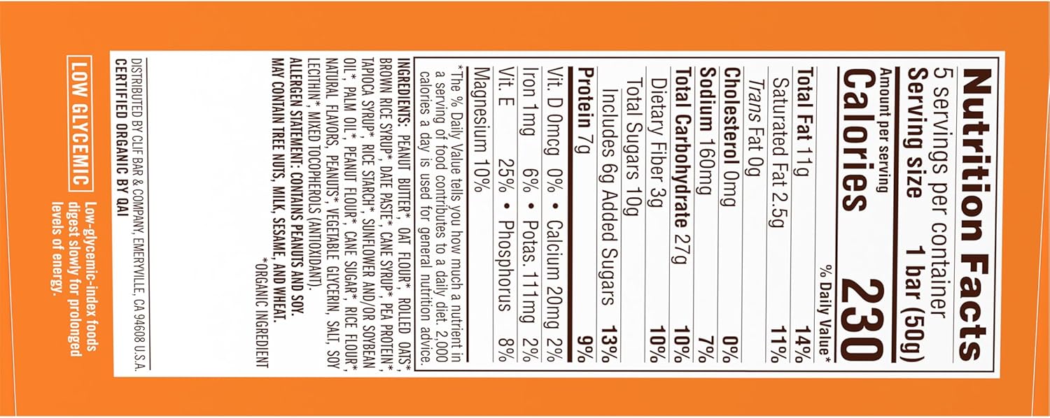 CLIF Nut Butter Bar Peanut Butter – Desk Drawer Energy Bar for Busy Workdays, 5-Pack