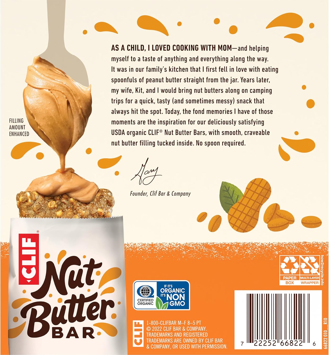 CLIF Nut Butter Bar Peanut Butter – Desk Drawer Energy Bar for Busy Workdays, 5-Pack