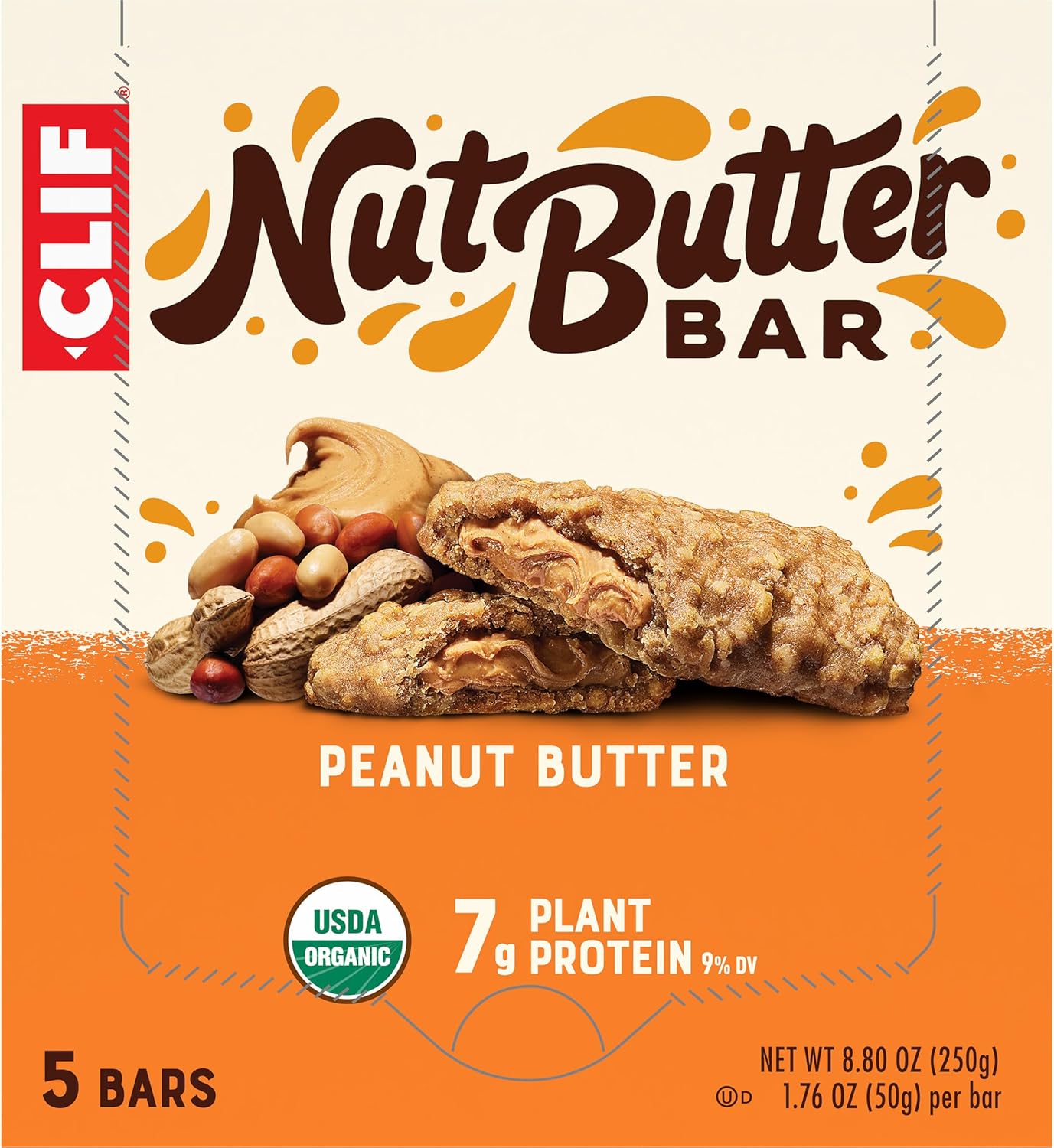 CLIF Nut Butter Bar Peanut Butter – Desk Drawer Energy Bar for Busy Workdays, 5-Pack