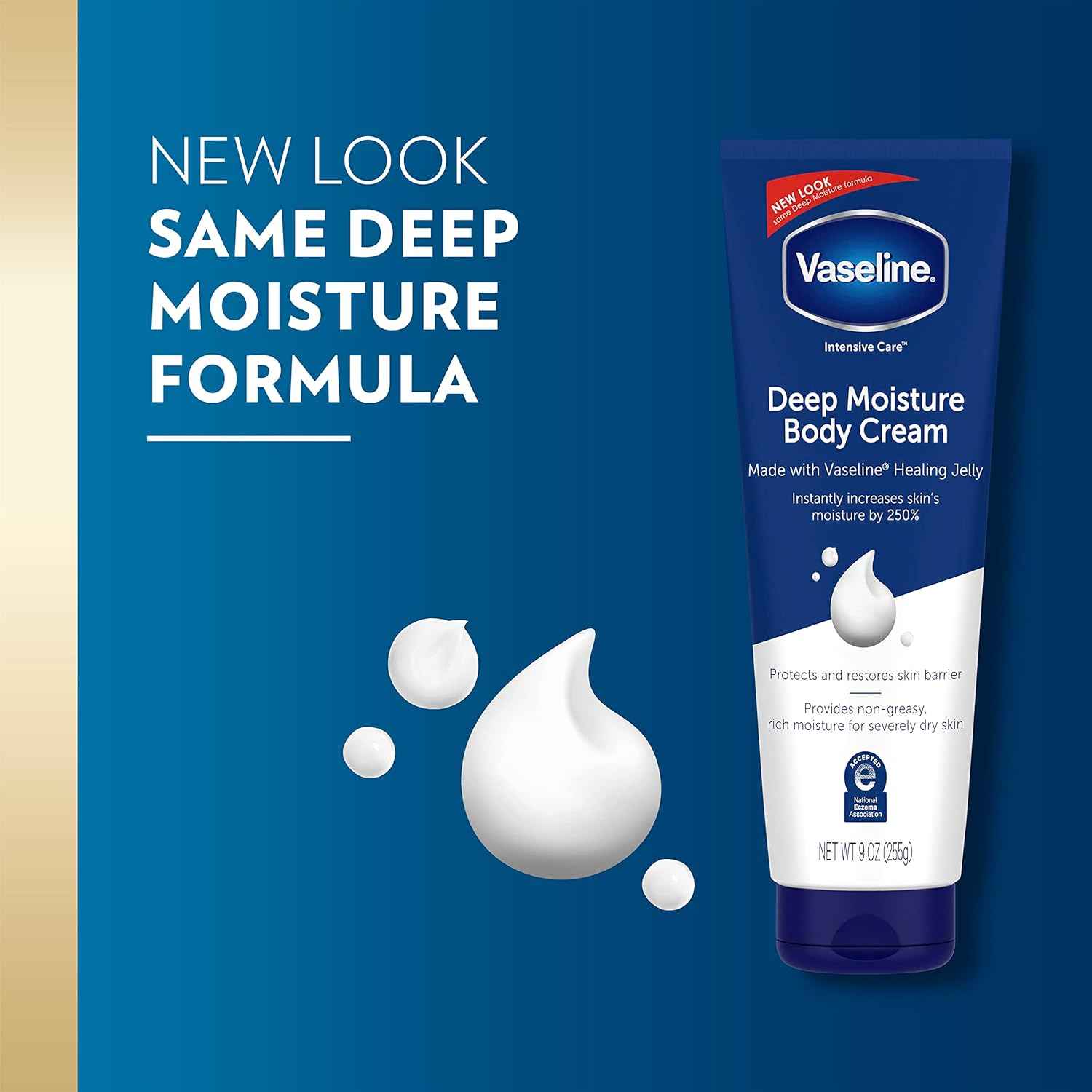 Vaseline Healing Deep Moisture Cream – Hypoallergenic, Non-Comedogenic Body Lotion for Sensitive Skin Families, 8 Pack