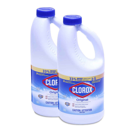 Clorox Concentrated Liquid Bleach with Cloromax Technology for Busy Home Office and Laundry Routines, Removes 70% More Stains Than Detergent Alone, 2 Pack of 43 fl oz