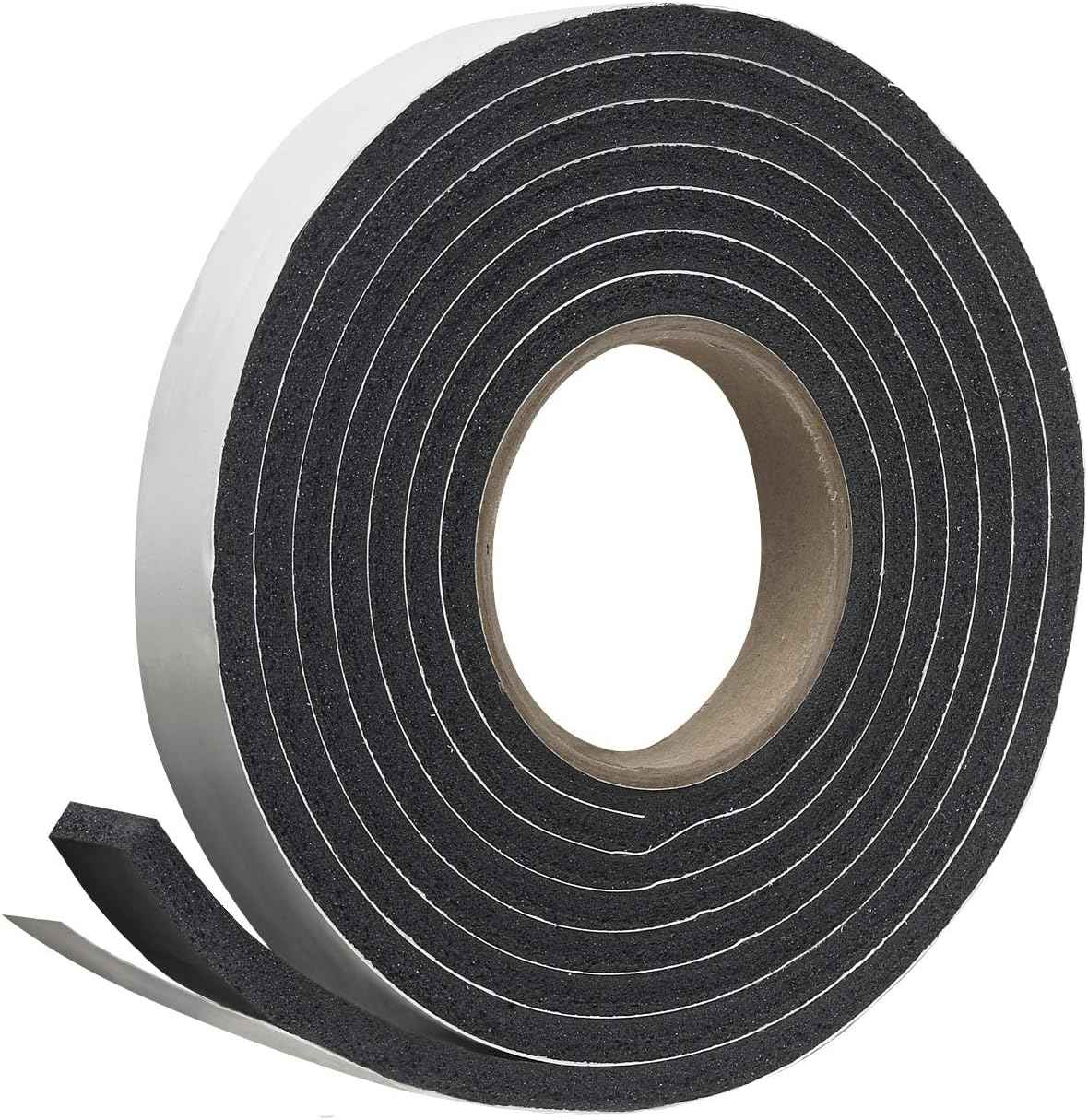Frost King R338H Self-Stick Rubber Foam Weatherseal for Drafty Windows and Exterior Doors, 3/8" W x 3/16" T Black