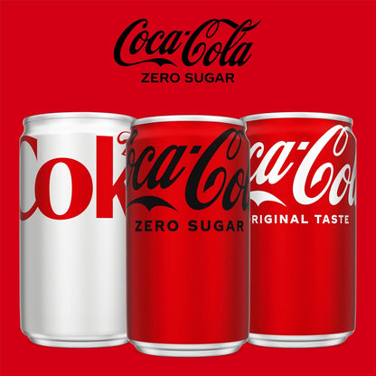Coca-Cola Coke Zero Sugar Mini Cans – 21 mg Caffeine Pick-Me-Up for Focused Office Work and Study Sessions