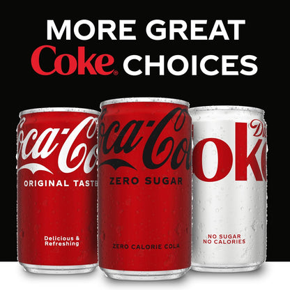 Coca-Cola Coke Zero Sugar Mini Cans – 21 mg Caffeine Pick-Me-Up for Focused Office Work and Study Sessions