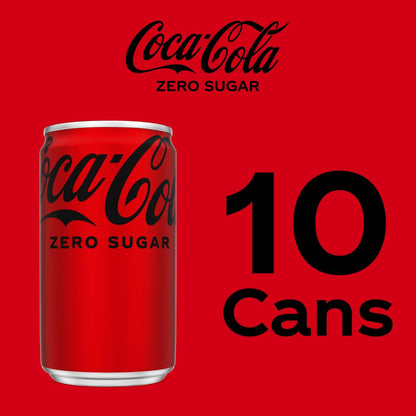 Coca-Cola Coke Zero Sugar Mini Cans – 21 mg Caffeine Pick-Me-Up for Focused Office Work and Study Sessions