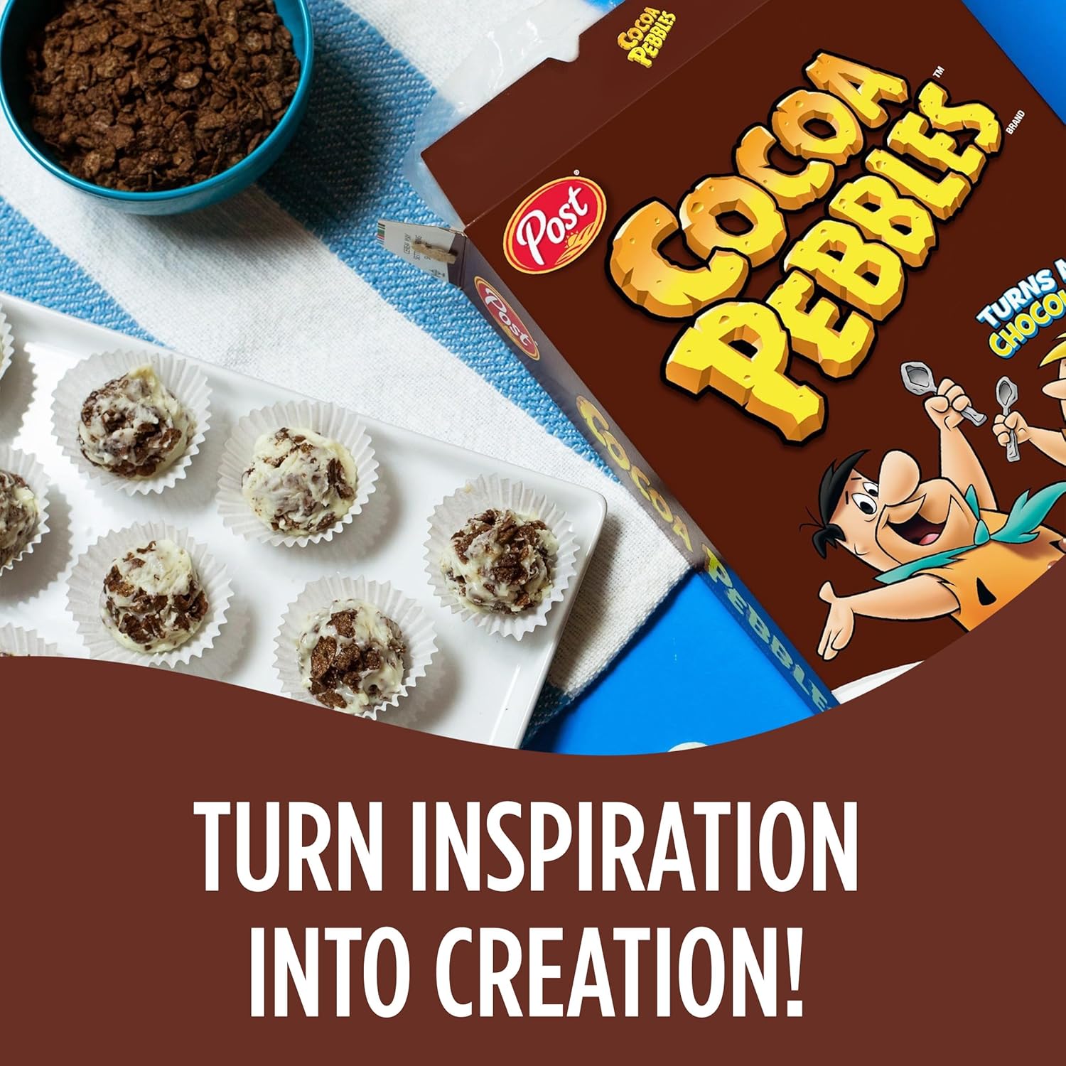 Cocoa PEBBLES Cereal – Chocolatey Rice Flake Cereal for Picky Eaters and Busy School Mornings, 32 oz Mega Pack