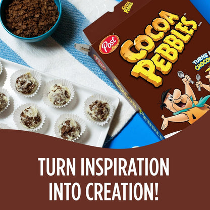Cocoa PEBBLES Cereal – Chocolatey Rice Flake Cereal for Picky Eaters and Busy School Mornings, 32 oz Mega Pack