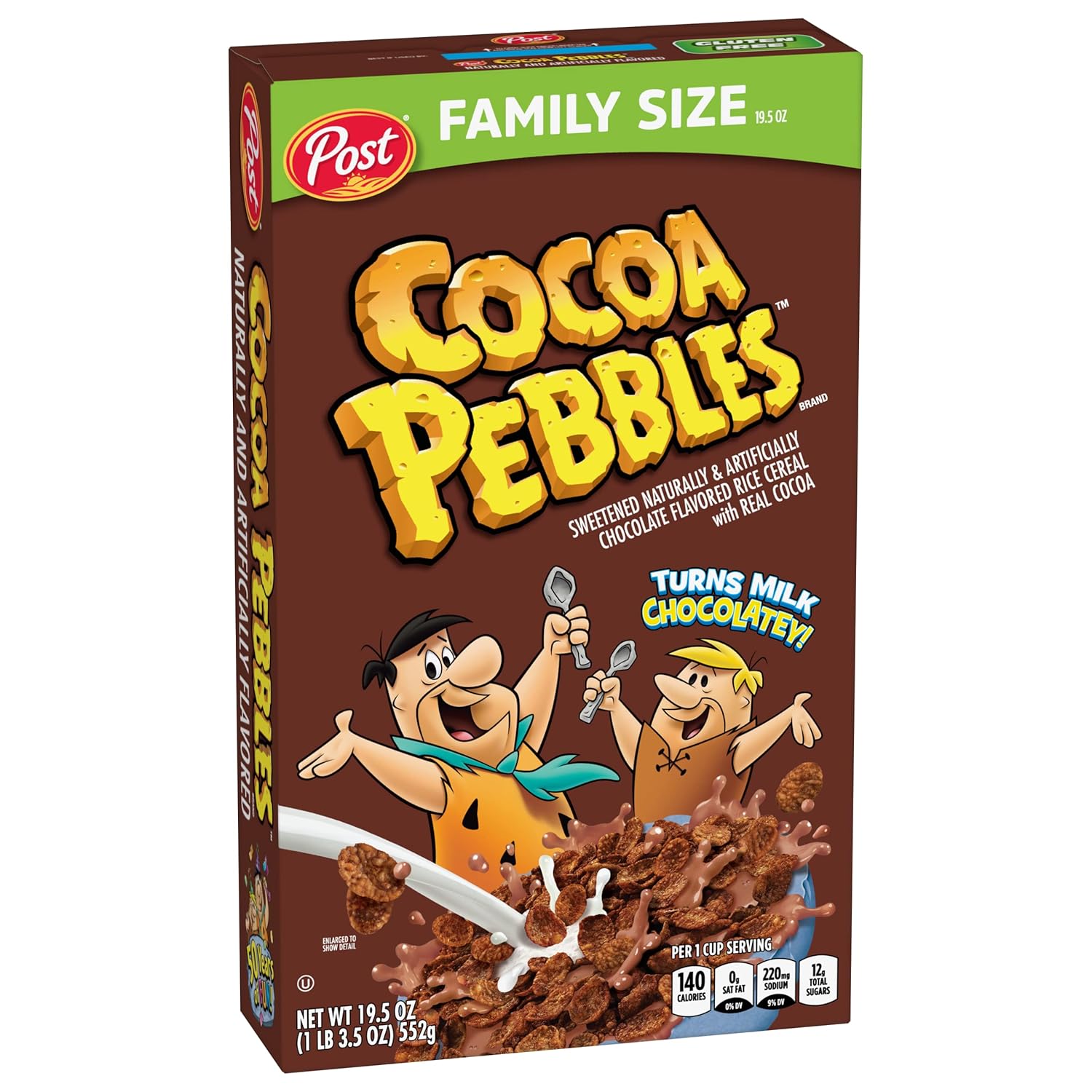 Cocoa PEBBLES Cereal – Chocolatey Rice Flake Cereal for Picky Eaters and Busy School Mornings, 32 oz Mega Pack