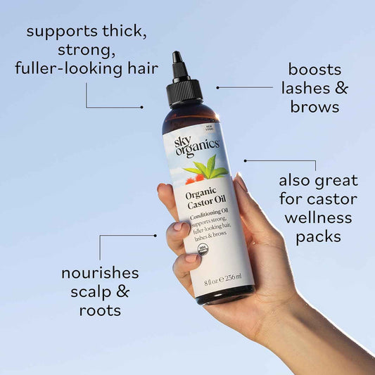 Sky Organics Castor Oil – Mindful Beauty Treatment for Lash Conditioning, Brow Nourishment, and Body Recovery