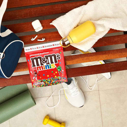 M&M'S Minis Peanut Butter Candy 15 oz Family Size Resealable Bag for Camping Trips, Picnic Tables and RV Travel Snacking