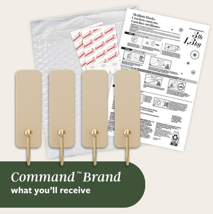 Command Medium Wire Hook Office Wall Hooks for Clipboards and Keys, Home Office Organization in Latte