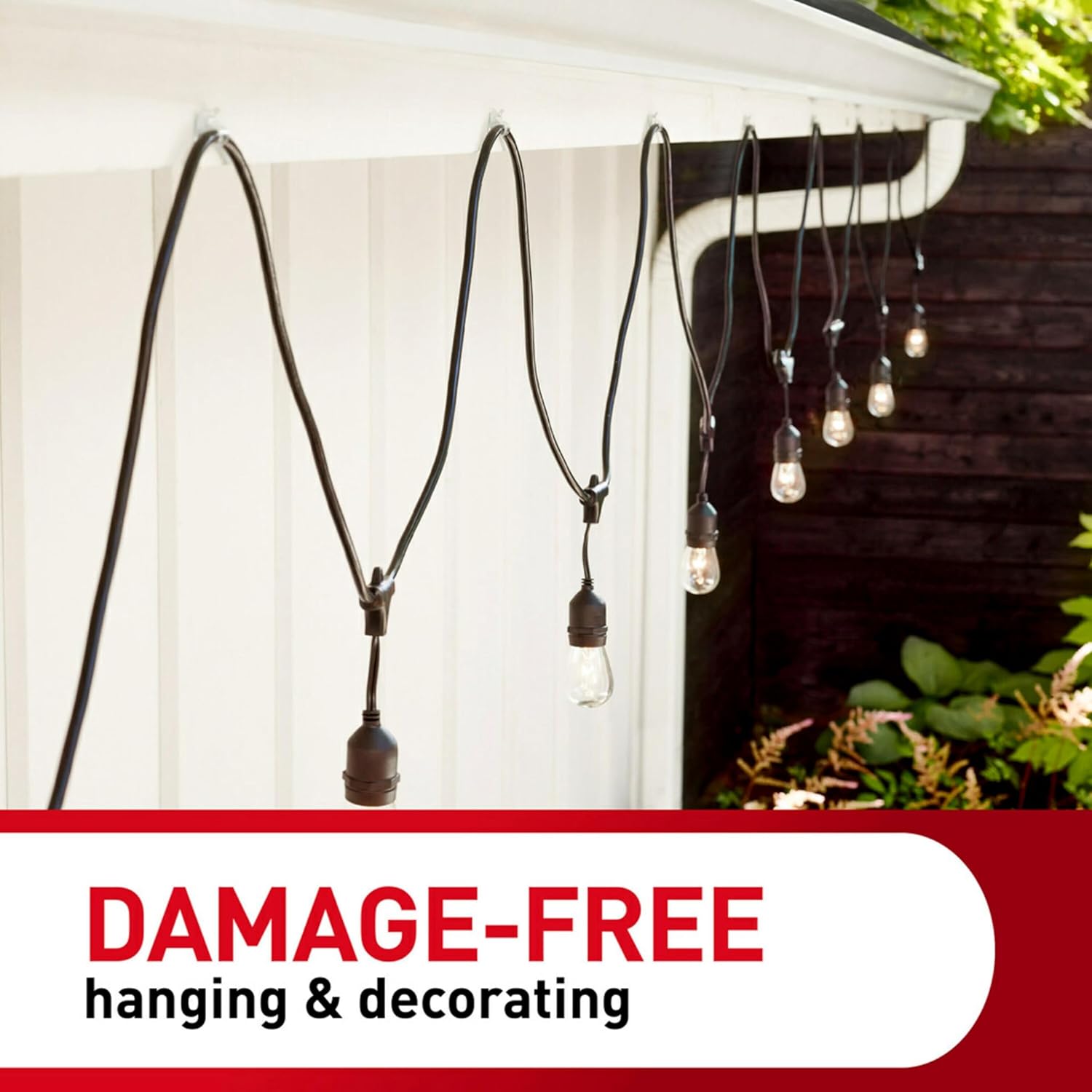 Command Outdoor Light Clips for Ladder-Safe Holiday Setup, No Nails or Tools Required, Clear