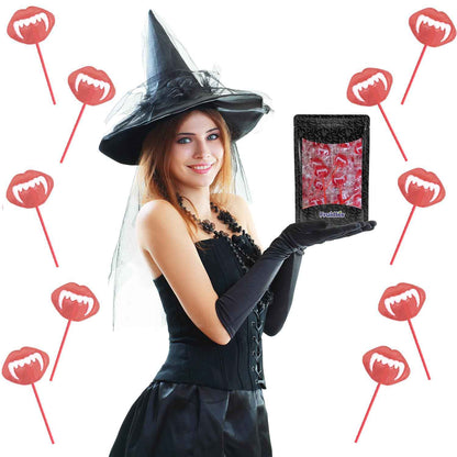 Fruidles Halloween Vampires Fangs Tattoo Lollipops – Individually Wrapped Goody Bag Filler for Kids Classroom Parties