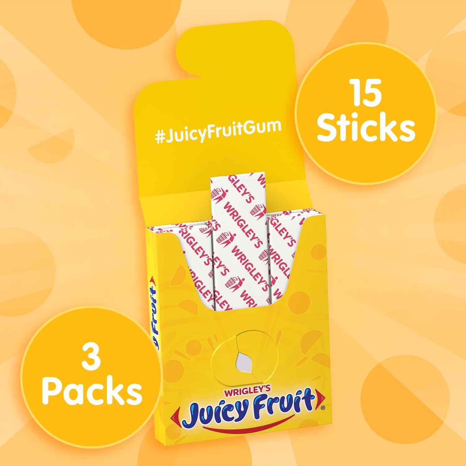 Juicy Fruit Gum Kids Birthday Party Candy – 45 Individually Wrapped Sticks for Lunchboxes and Favor Bags