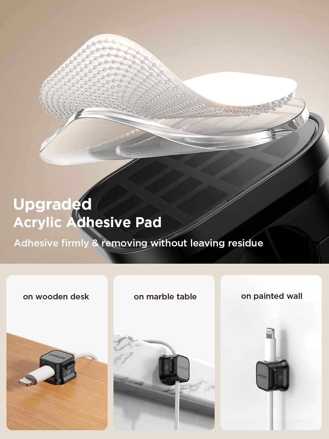 JOYROOM Magnetic Cable Clips 6 Pack, Practical Housewarming Gift for New Homeowners Who Love an Organized Space