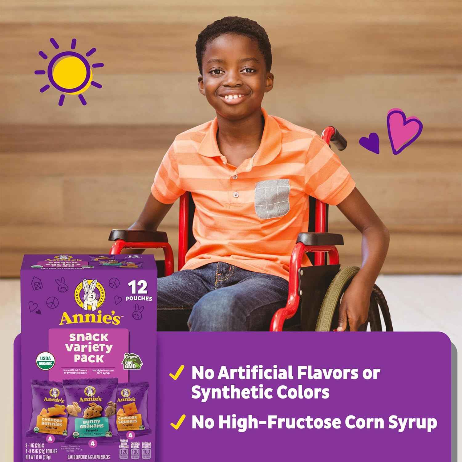 Annie's Organic Cheddar Bunnies, Bunny Grahams & Squares – After-School Snack Box for Picky Eaters