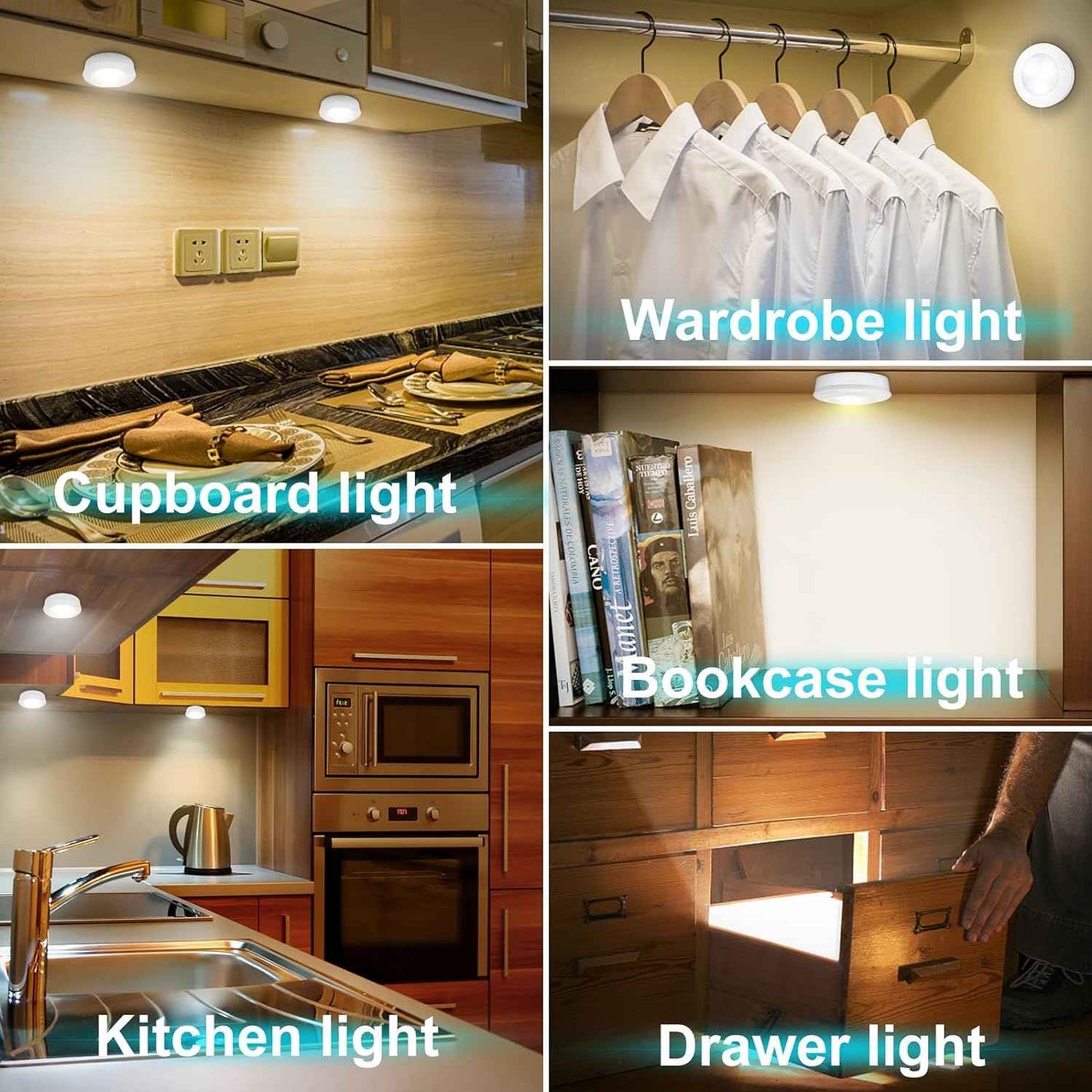 BIGMONAT LED Puck Light – Intentional Warm White Glow for Minimalist Closets and Pantries, Tool-Free Touch Mount