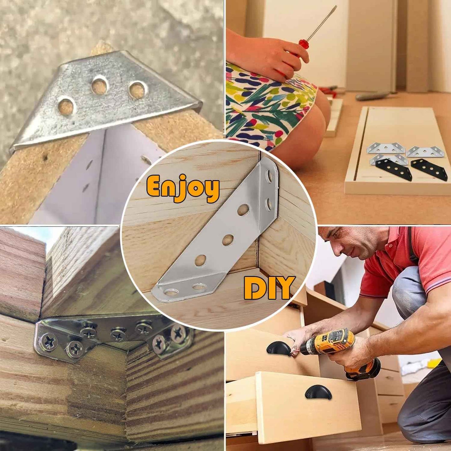 Corner Brace Connectors for Outdoor Furniture - Rust-Resistant Stainless Steel Brackets for Patio Builds, Garden Sheds, Camping Projects