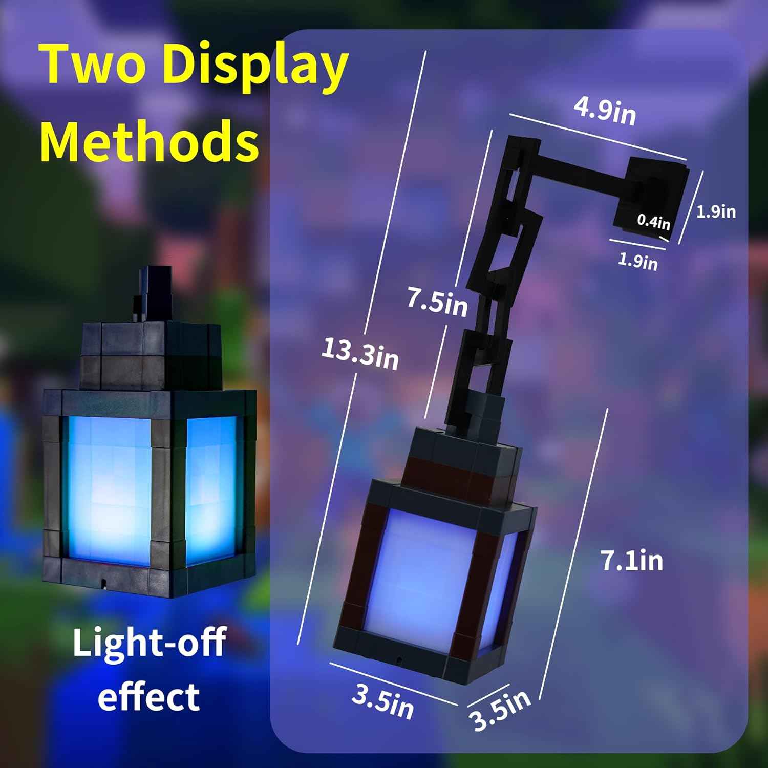 Pixelated Lantern Night Light - Modern RGB Accent Lamp for Living Room Aesthetic, Dimmable Mood Light with Remote