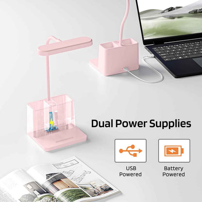 AXX Cute Desk Lamp Pink – Cozy Valentine's Day Gift for Women, Rechargeable Gooseneck Light for Bedroom and Dorm