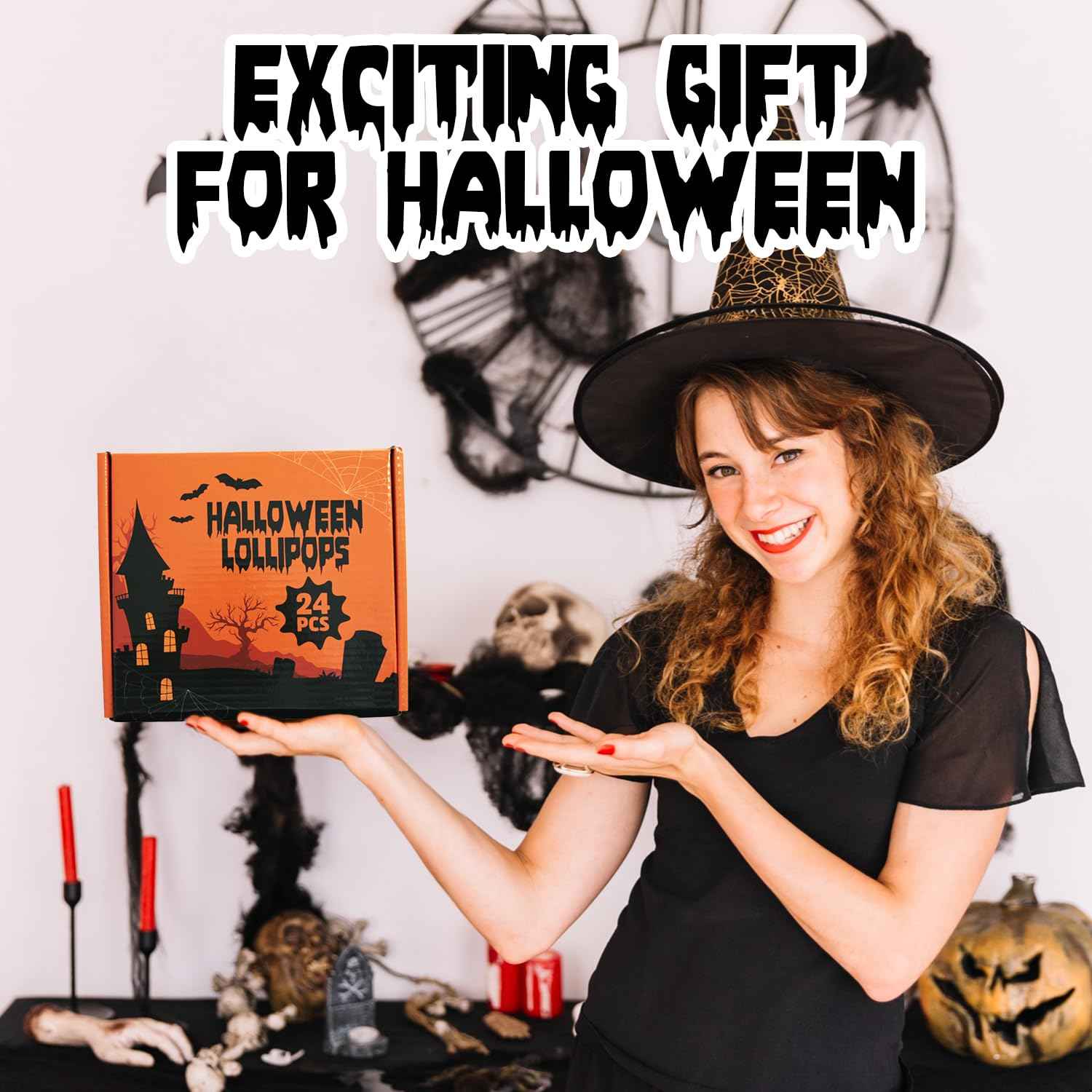 Yumzo Halloween Lollipop Suckers 24 Pack – Festive Candy Gift Set for Trick or Treat Favor Bags and Party Hostess Gifts