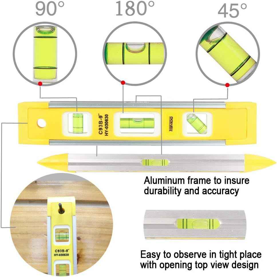 DOWELL 9 Inch Magnetic Torpedo Level – Single-Tool Solution for Uncluttered Home Workshops