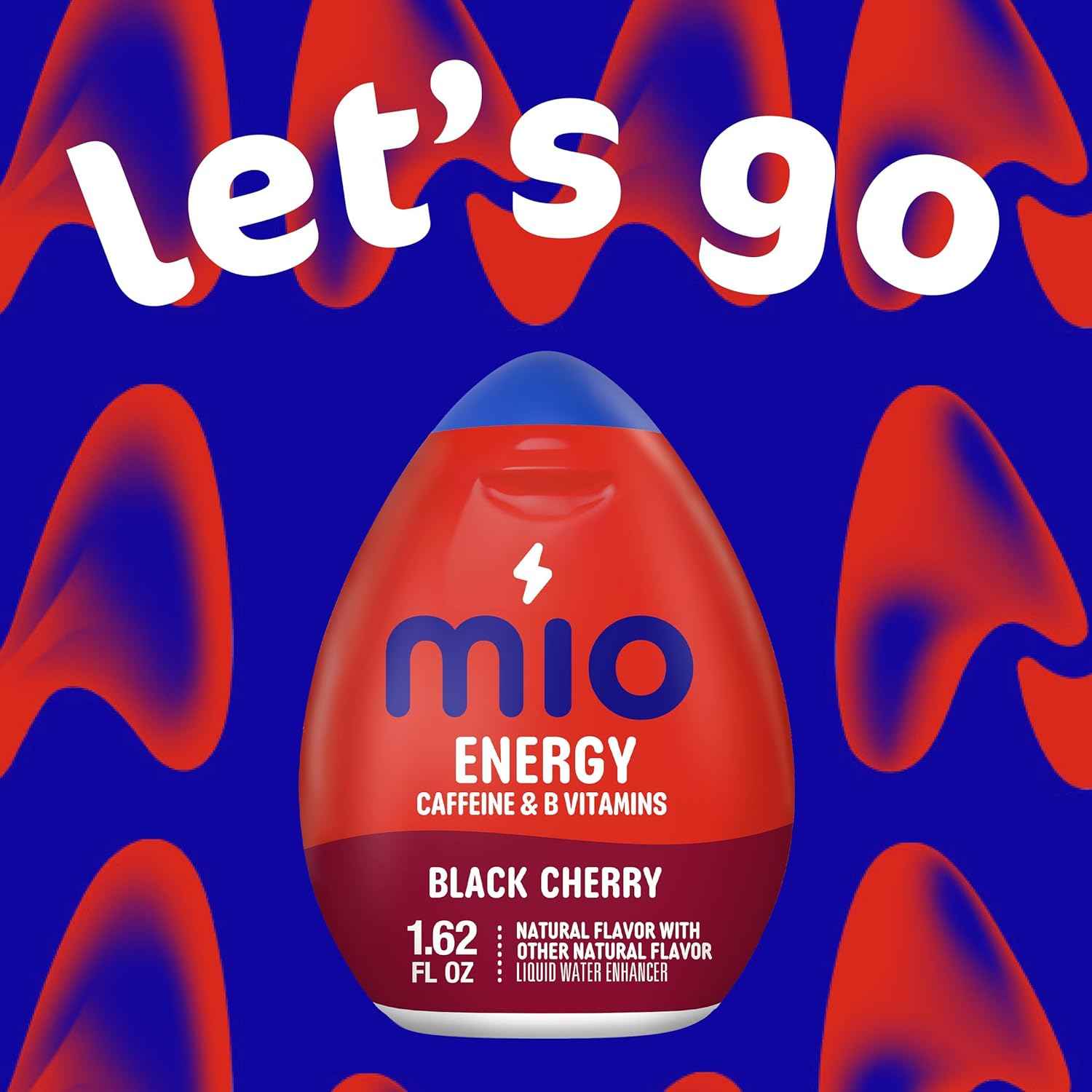 mio Energy Black Cherry Water Enhancer for Road Trips and Carry-On Travel, Compact 1.62 fl oz Squeeze Bottle, 90 mg Caffeine