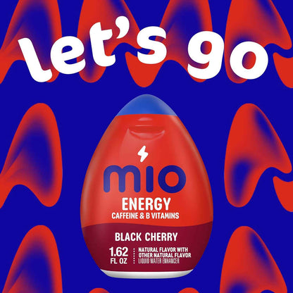 mio Energy Black Cherry Water Enhancer for Road Trips and Carry-On Travel, Compact 1.62 fl oz Squeeze Bottle, 90 mg Caffeine