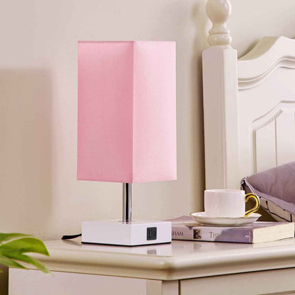 Ambimall Pink Touch Lamp – Cozy Housewarming Gift for Her, Bedside Nightstand Lamp with USB A and USB C Ports