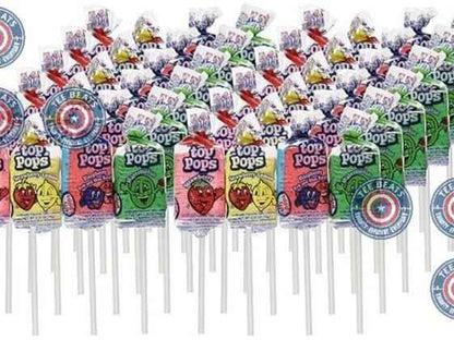 Top Pops Taffy Pops, 48 Pack – Mixed Fruit Chewy Candy for Kids' Birthday Party Tables