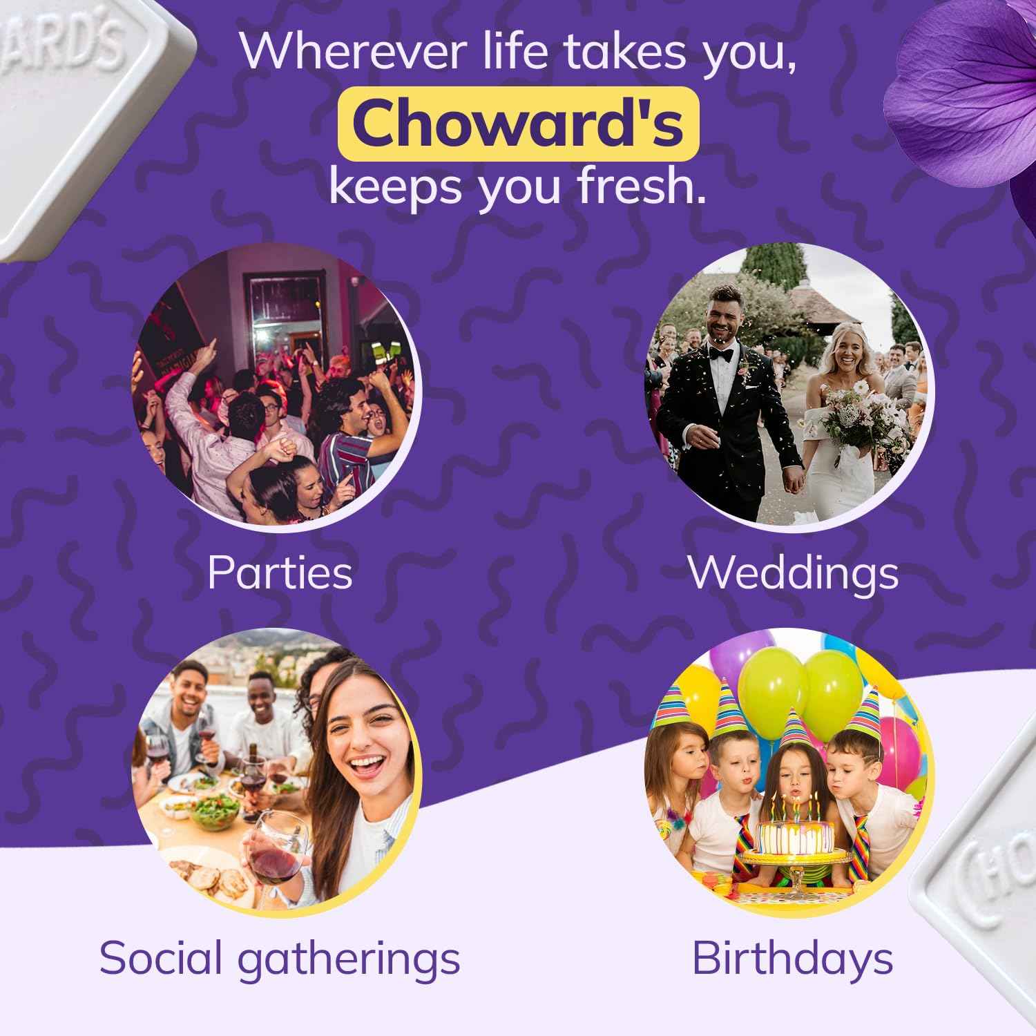Choward's Violet Mints Candy 6-Pack – Aromatic Floral Hard Candy for Post-Dinner Palate Reset and Mindful Snacking