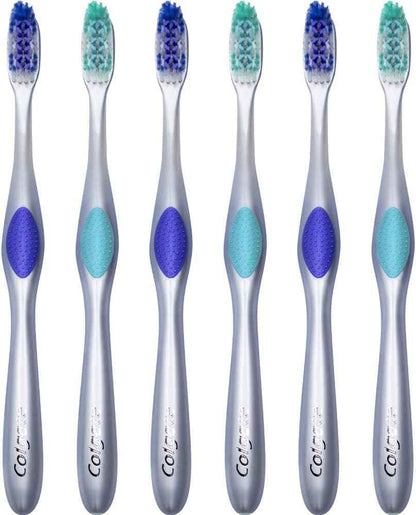 Colgate 360 Enamel Health Sensitive Toothbrush – Gentle Daily Brushing for Sensitive Teeth, Compact Soft Head, Pack of 6