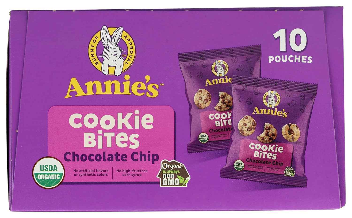 Annie's Organic Chocolate Chip Bites – After-School Snack for Kids, Bite-Size Cookie Pouches