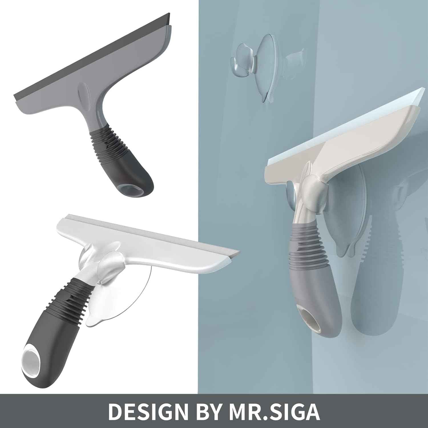 MR.SIGA Silicon Shower Squeegee – White & Gray Bathroom Accessory for Spa-Style Ensuite Decor