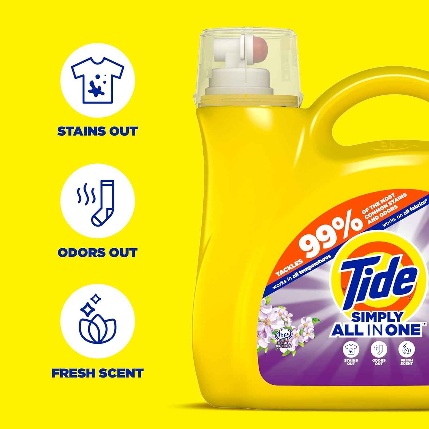 Tide Simply Liquid Laundry Detergent for Cold-Wash Energy-Saving Households, Daybreak Fresh, 182 fl oz