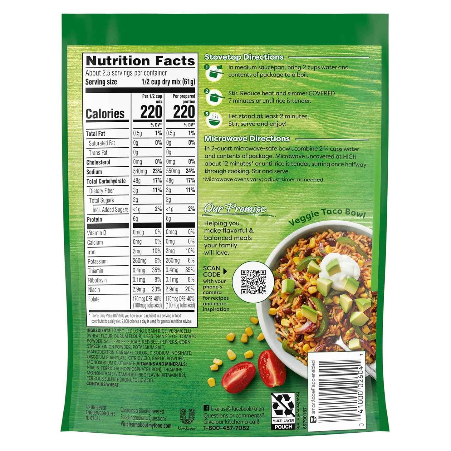 Knorr Rice Sides Taco Rice for Quick Weeknight Dinner Base, 5.4 oz Single-Serve
