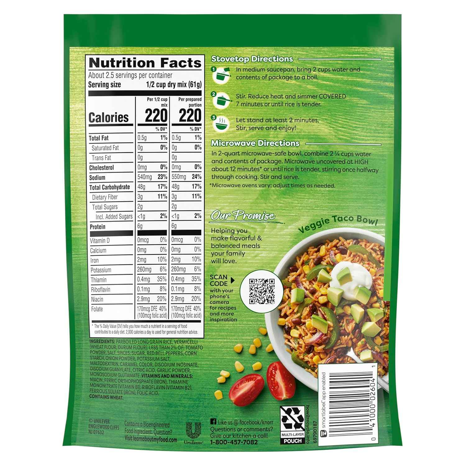 Knorr Rice Sides Taco Rice for Quick Weeknight Dinner Base, 5.4 oz Single-Serve