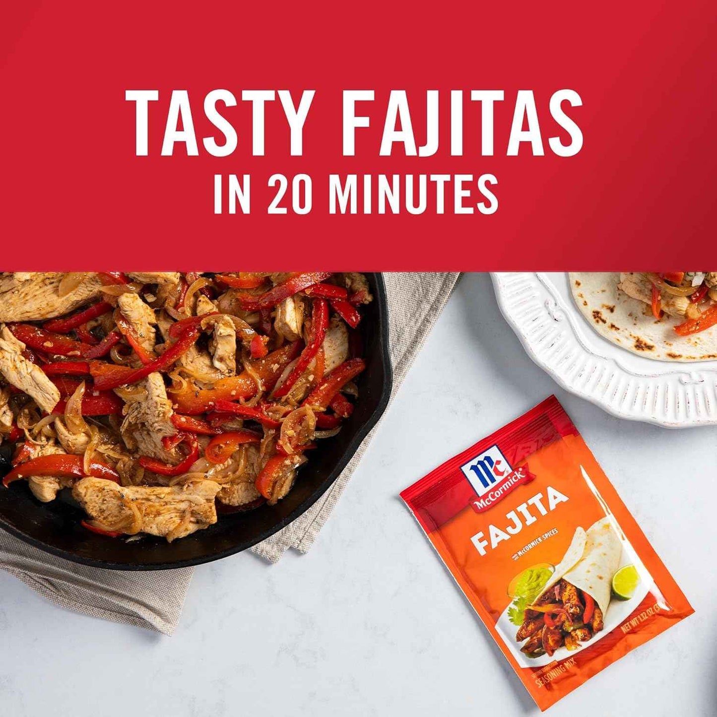 McCormick Fajita Seasoning Mix – Kid Friendly Mild Flavor for Family Fajita Night in the Kitchen