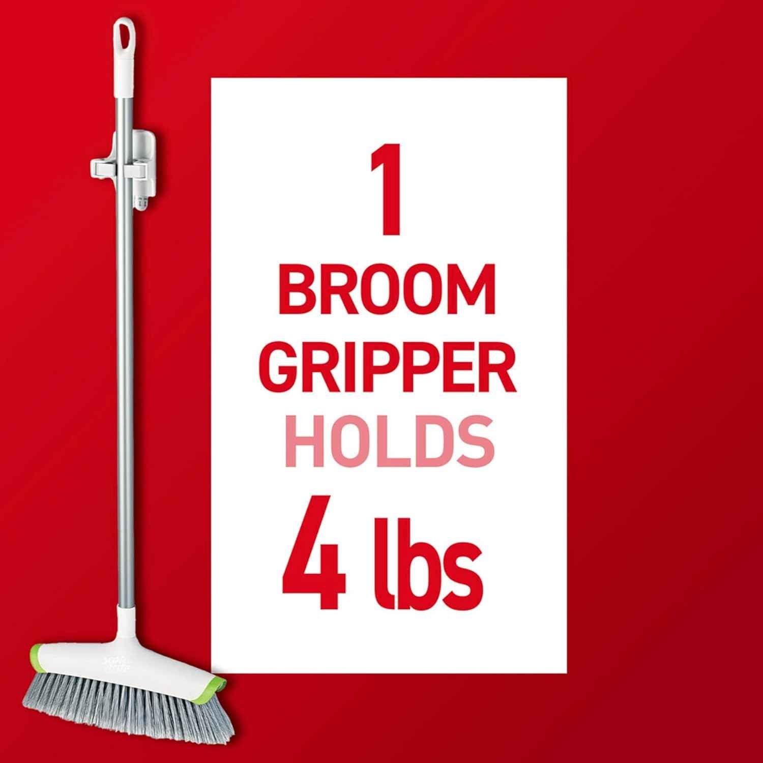 Command Broom and Mop Gripper 3-Pack – Quick-Access Tool Mount for Busy Households