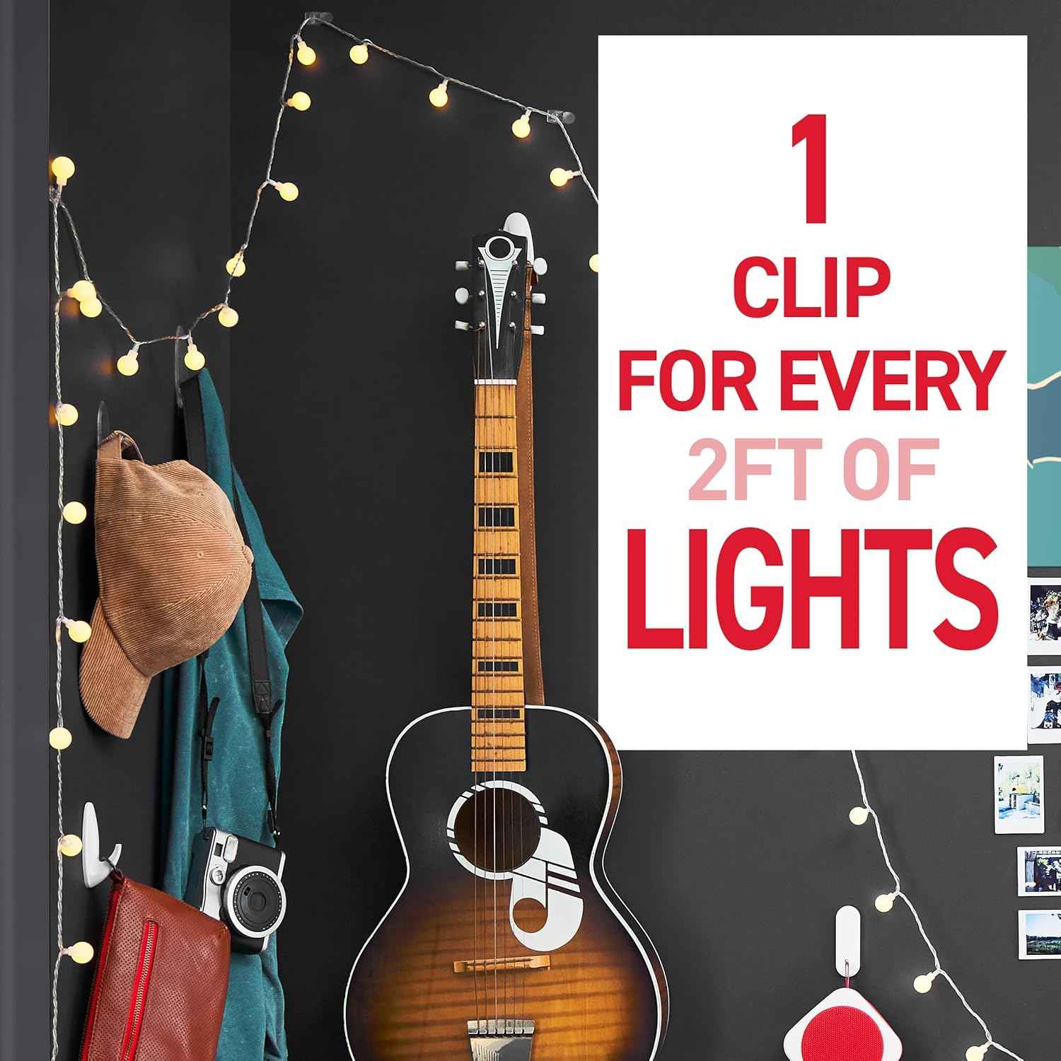 Command Secure Light Clips for Dorm and Bedroom Safety, Damage-Free Adhesive Mounting for String Lights