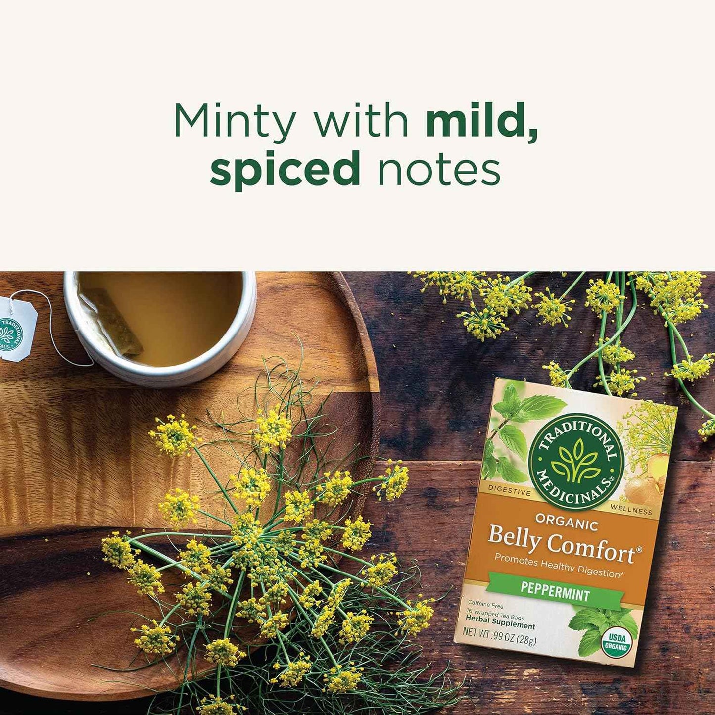 Traditional Medicinals Organic Belly Comfort Peppermint Tea – Afternoon Desk Brew to Replace Coffee and Beat the Slump