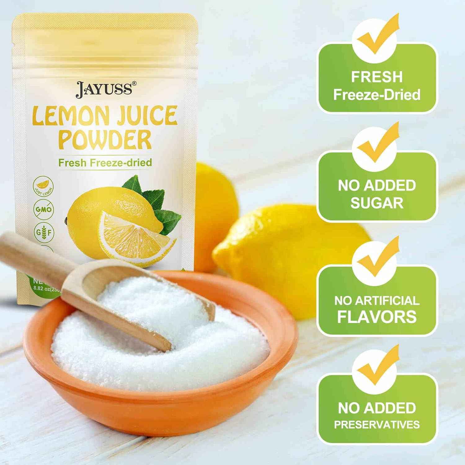 JAYUSS Lemon Juice Powder 8.82 oz – Daily Wellness Ritual for Morning Hydration and Clean Detox Drinks, 250g