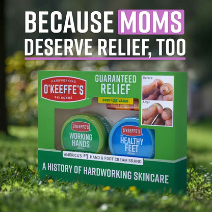 O'Keeffe's Giftbox – Mother's Day Skin Care Set for Mom with Hand Cream, Foot Cream, and Cherry Lip Repair Stick