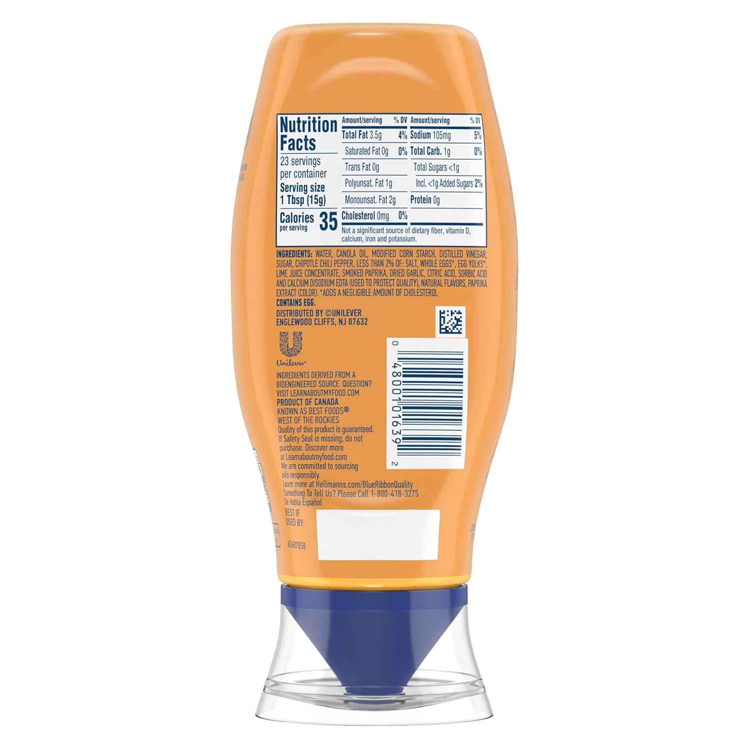 Hellmann's Mayonnaise Dressing Mild Chipotle – Heart-Smart Condiment for Clean-Eating Home Cooks, 11.5 oz