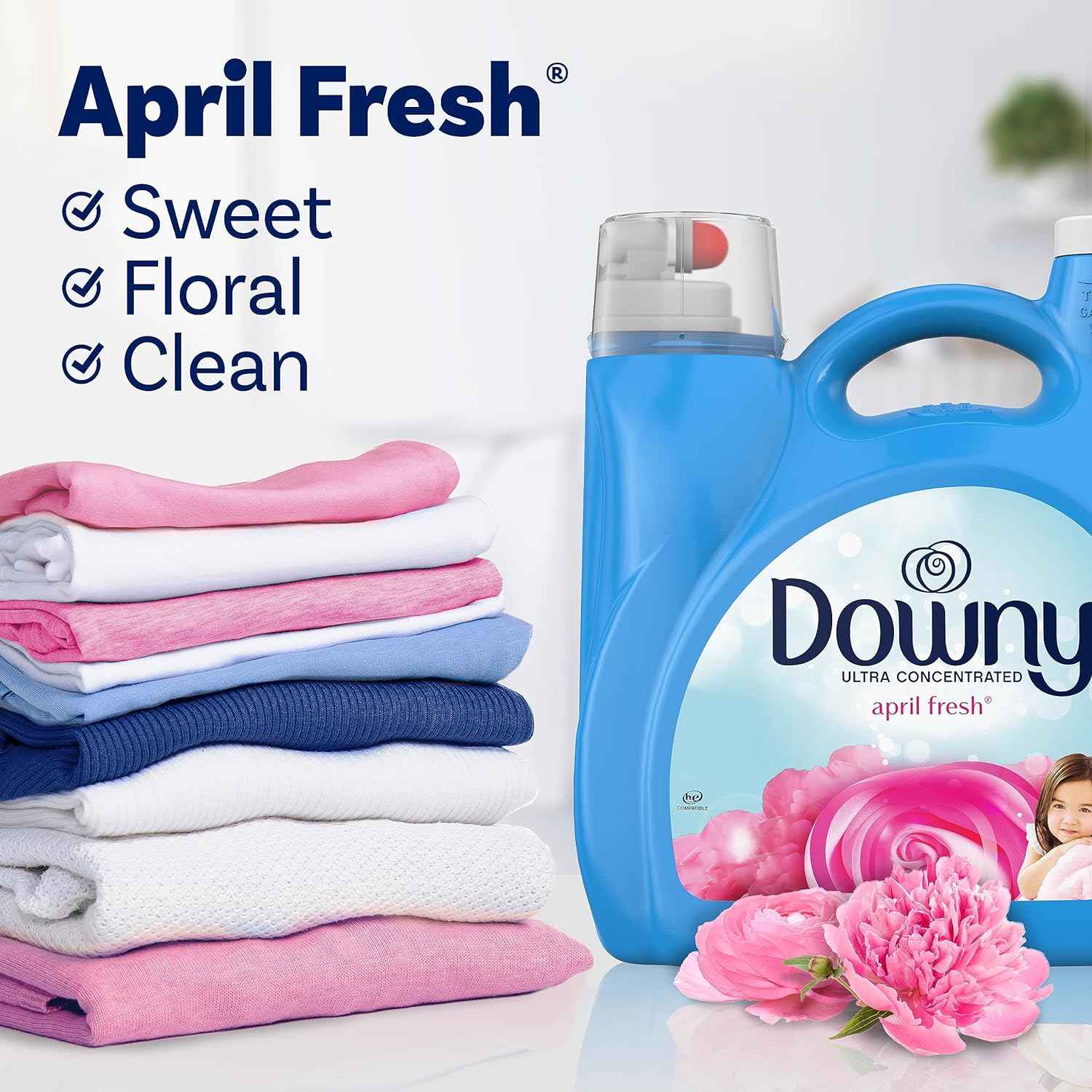 Downy Soft 2 in 1 Softener and Freshener, Clean Breeze Scent, Long-Lasting Comfort Laundry Care for Sensitive Skin and Restful Sleep