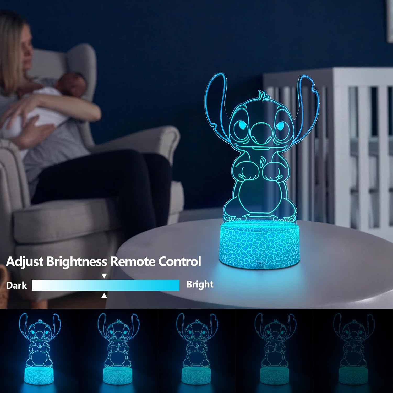 Cool Night Light 3D LED Lamp – Modern Accent Lighting for Bedroom Nightstand and Dorm Room Desk Decor